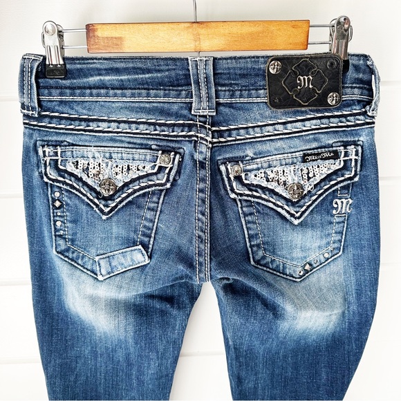 MissMe Jeans Style: JE544052L Skinny Jean, Women's size 25, Sequins Studs Jewels - Picture 5 of 7